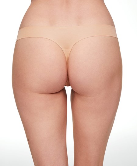 Beige Oysho Invisible Cotton Thong | YIRL20975