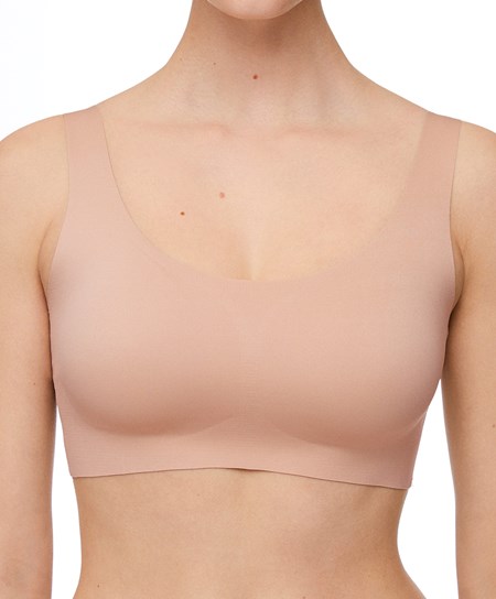 Beige Oysho Laser-cut Invisible T-shirt Bra Top | QDNP14702