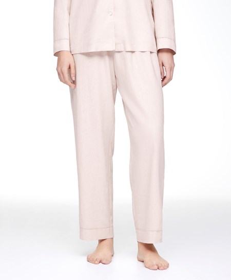 Beige Oysho Linen Trousers | IYQR78695