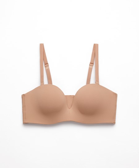 Beige Oysho Polyamide Push-up Bandeau Bra | JCPH31469