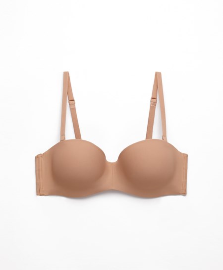 Beige Oysho Polyamide Push-up Bra With Removable Straps | VICX09836