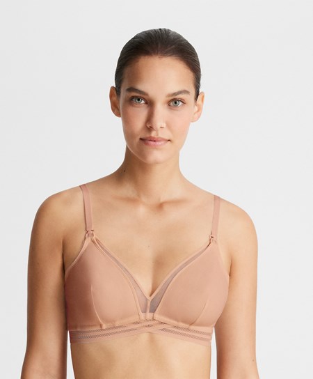 Beige Oysho Tulle Triangle Nursing Bra | YSZO05123