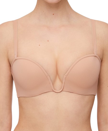 Beige Oysho “u”-neck Removable Straps Bra | MNOQ56781