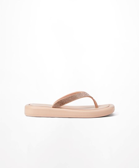 Beige Pink Oysho Jewel Beach Sandals | DFCS35920