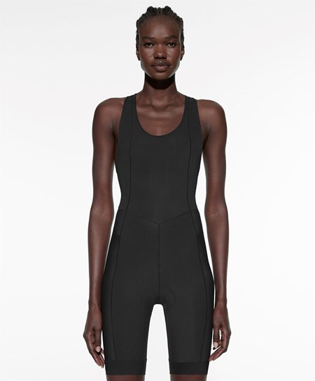 Black Oysho Cycling Short One-piece With Straps | SFRA43951