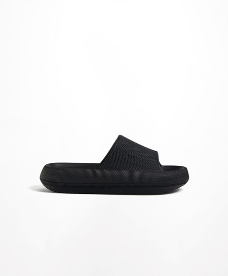 Black Oysho Flatform Sandals | AEHP25980