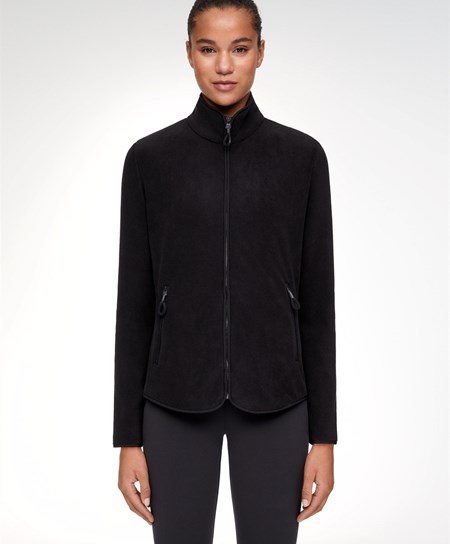 Black Oysho Fleece Jacket | KCZG34716