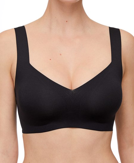 Black Oysho Invisible Laser-cut V-neck Bra | MEVN90432