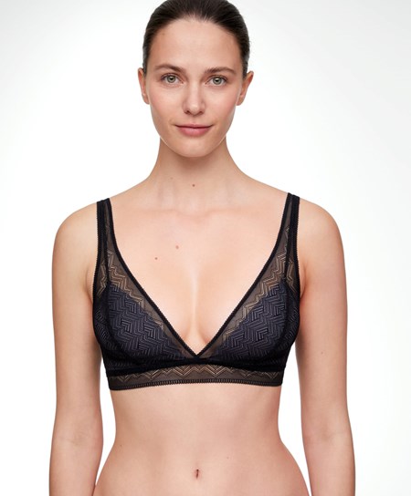 Black Oysho Lace Triangle Bra | MPXC47635