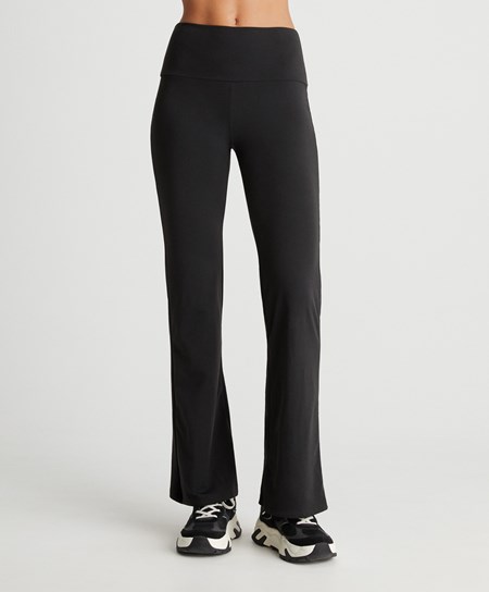 Black Oysho Light Warm Flare Trousers | EGVD13570