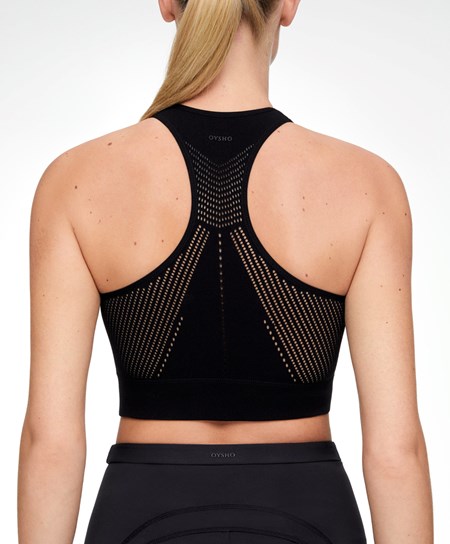 Black Oysho Microperforated Seamless Tank Top | VNSP90764