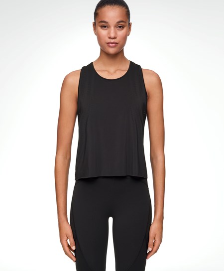 Black Oysho Microperforated Technical Sleeveless T-shirt | VWXI14576