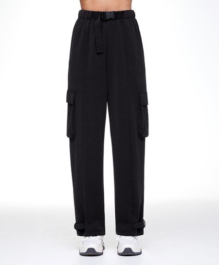 Black Oysho Modal Cargo Trousers | SOXB81605