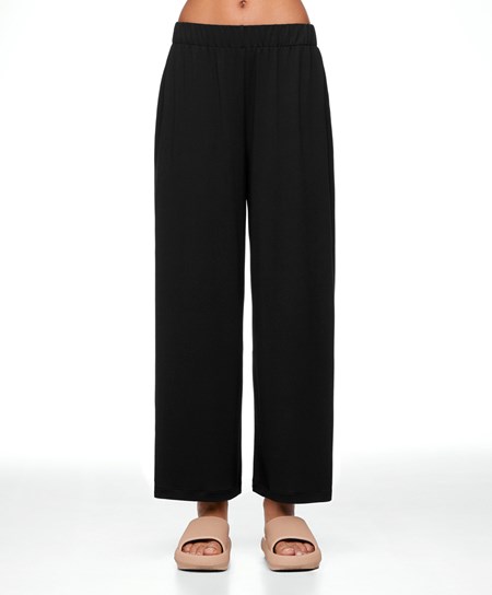 Black Oysho Modal Crop Trousers | GNZD53817