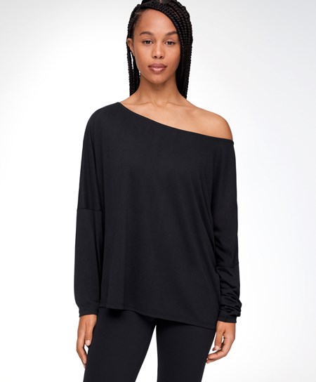 Black Oysho Modal Long-sleeved T-shirt | WARF74098