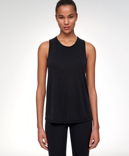 Black Oysho Modal Open Back Sleeveless T-shirt | EULZ35287