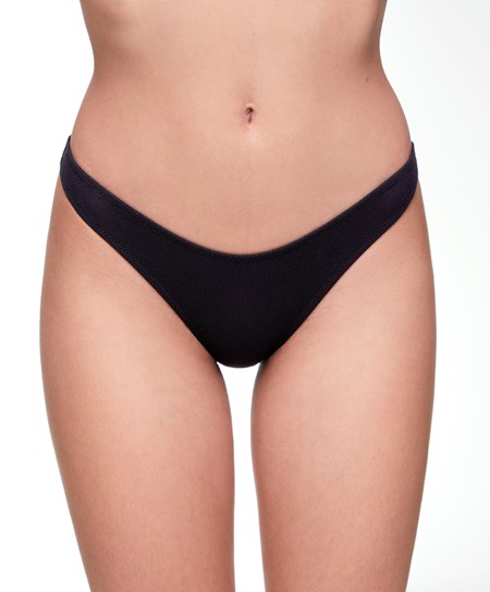 Black Oysho Piqué Mid-rise Bikini Briefs | NXQF82351