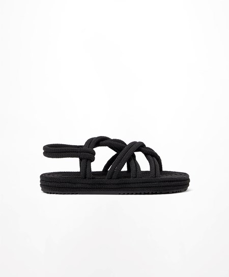 Black Oysho Rope Sandals | CRPD75189