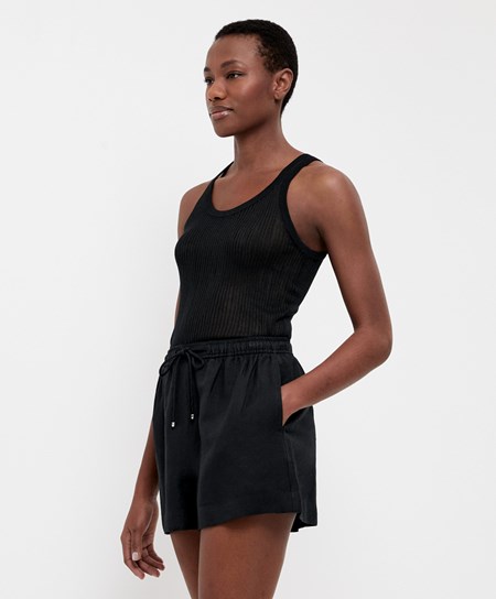 Black Oysho Semi-sheer Knit Vest Top | BPAW89507