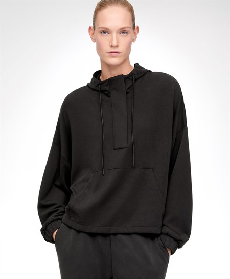 Black Oysho Soft Touch Modal Sweatshirt With Zip | NQWX82649