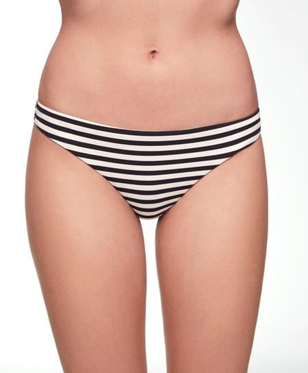 Black Oysho Stripe Piqué Brazilian Bikini Briefs | JNTR26485