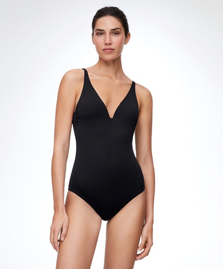 Black Oysho Sweetheart Neckline Swimsuit | MFRL52830