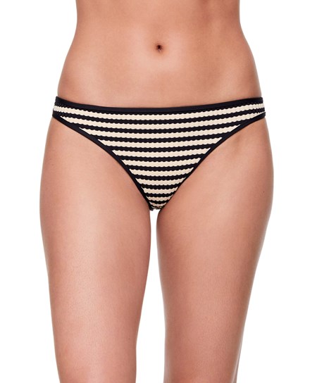 Black Oysho Textured Stripe Brazilian Bikini Briefs | LZXS73814