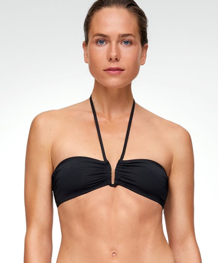 Black Oysho U-cut Bandeau Bikini Top | CFHA96183