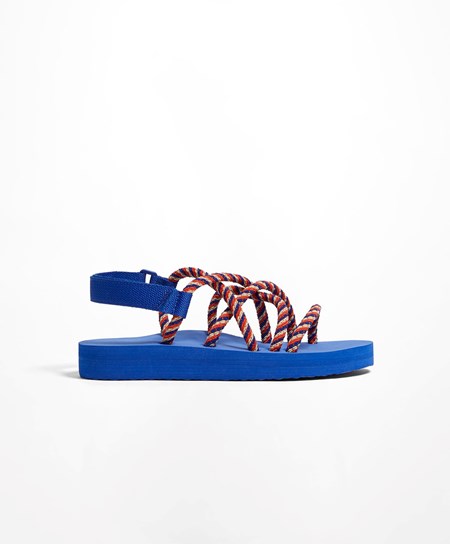 Blue Oysho Multi-coloured Cord Beachwear Platforms | YAOS10854