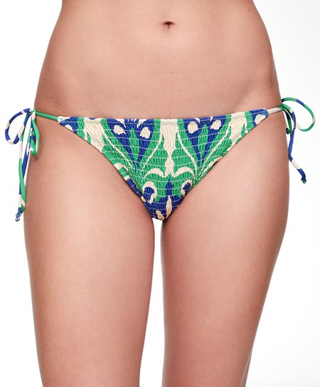 Bright Green Oysho Smock Motif Print Medium-coverage Bikini Briefs With Ties | NLKE26590