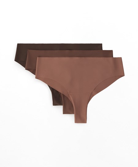 Brown Oysho 3 Pantone™ Invisible Cheeky Brazilian Briefs | TEYM98417