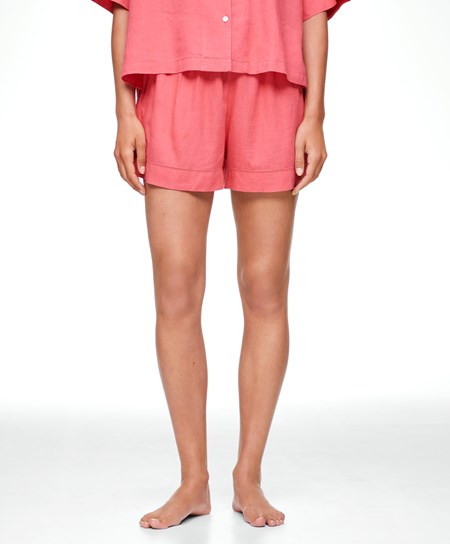 Coral Pink Oysho Linen Shorts | VDQN21748