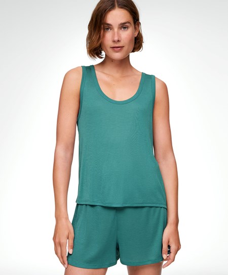 Dark Aqua Green Oysho 100% Lyocell Vest Top | YGCB85429