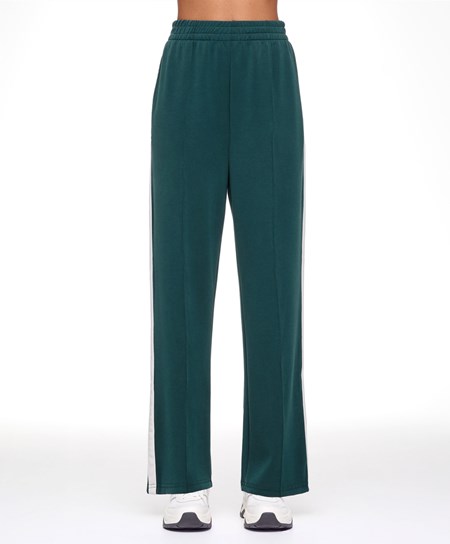 Dark Turquoise Oysho Soft Touch Modal Trousers With Straight Leg And Stripe | NYZB76853