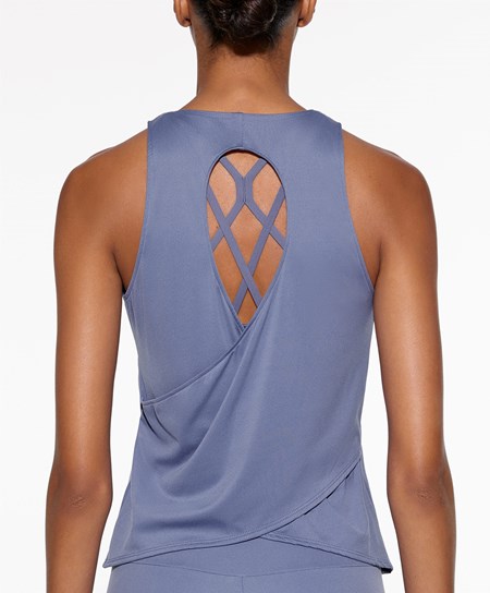 Deep Blue Oysho Cross-back Comfortlux T-shirt | BZCI04952