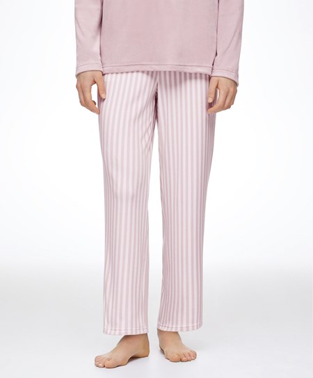 Dusty Pink Oysho Stripe Velour Trousers | ORHI46721