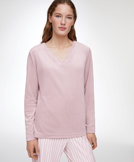 Dusty Pink Oysho Velour Long-sleeved T-shirt | DHOQ92015