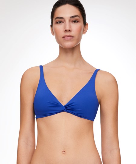 Electric Blue Oysho Draped Halter Bikini Top | ICNL53680