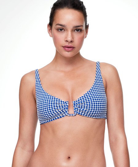 Electric Blue Oysho Mini Geometric Halter Bikini Top | VCNU76485