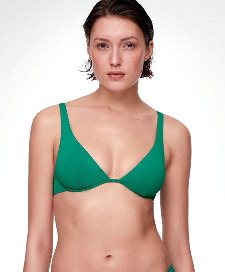 Emerald Green Oysho Continuous Underwire Halter Neck Bikini Top | TWZK21476