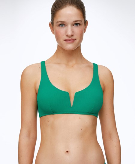 Emerald Green Oysho Piqué Halterneck Bikini Top | PFNH68095