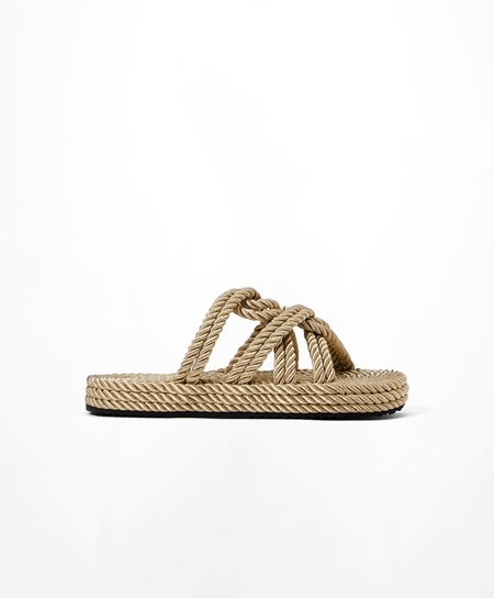 Gold Coloured Oysho Rope Sandals | OSAF37469