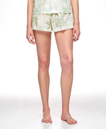 Grass Oysho Palm Tree 100% Cotton Shorts | CUPI71254