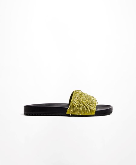 Green Oysho Appliqué Slides | DLGJ65193