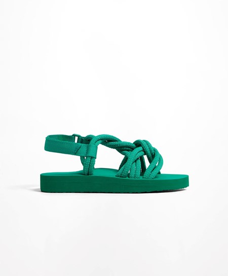 Green Oysho Cord Beachwear Platforms | NKRJ03751