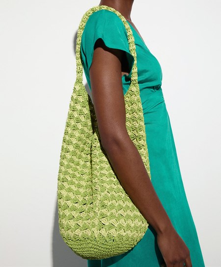 Green Oysho Woven Hobo Bag | AETR16457