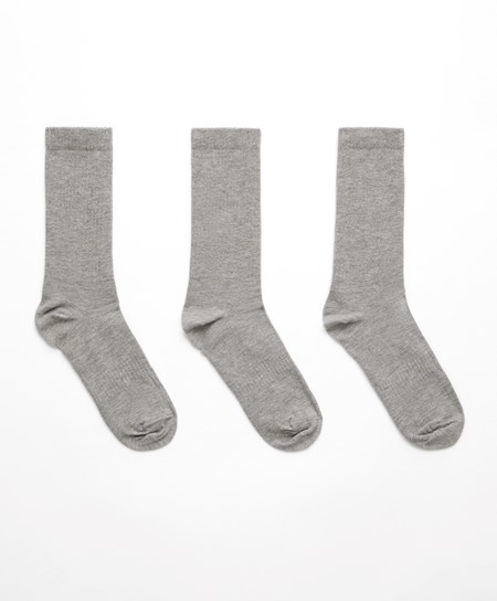 Grey Oysho 3 Pairs Of Sports Cotton Classic Socks | WXSV16925