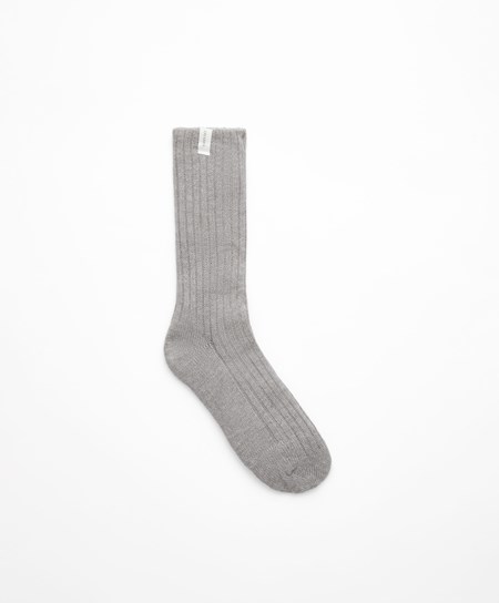 Grey Oysho Rib Classic Socks | AREO54017