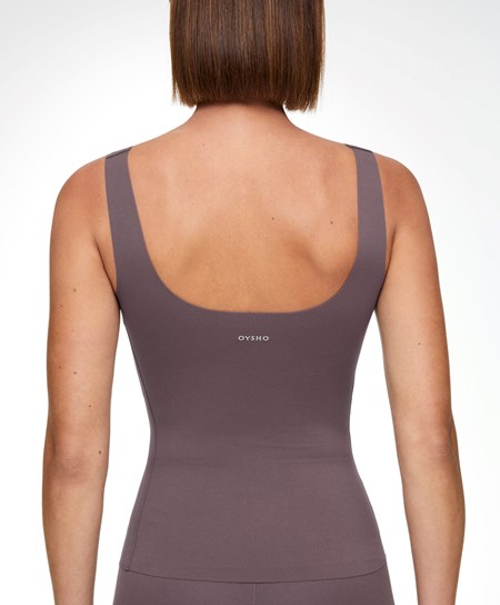 Grey-purple Oysho Perfect-adapt Vest Top With Cups | MJZU61085