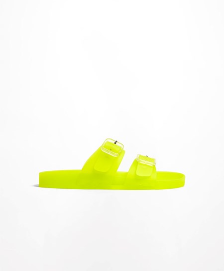 Lime Oysho Translucent Moulded Beach Sandals | FRAP34162